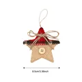 Rustikaler Stern-Weihnachtsschmuck aus Jute mit rotem Karomuster und Holzknopf-Detail - Pentagramm