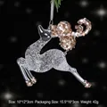 Acrylic Christmas reindeer ornament with rose gold sequins, size 10x12x3cm - Jumping Reindeer / Crystal Clear