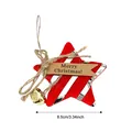 Red Christmas star ornament with silver stripes, bell, and Merry Christmas tag - Pentagram / Red Stripes