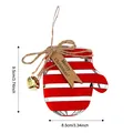 Red and white striped Christmas mitten ornament with gold bell and tag - Little Gloves / Red Stripes