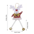 Adorable pendentif renne de Noël avec nœud doré et clochettes, hauteur de 19 cm environ. - Élan / Jambe de Corde à Paillettes Rouges