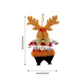 Pendentif de renne de Noël en peluche avec nœud papillon doré pour décoration de sapin - Élan / Tricoté Rayé Debout