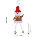 Décoration d'ours de Noël festive avec chapeau rouge et cloches dorées, 19 cm haut - Ours / Jambe de Corde à Paillettes Rouges