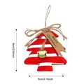 Red striped Christmas tree ornament with bell and Merry Christmas tag, 9x8cm size - Christmas Tree / Red Stripes