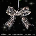Exquisite sequined bow-shaped Christmas tree hanging ornament in rose gold acrylic finish - Short Style Bow / Crystal Clear