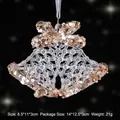 Gold sequin acrylic bell Christmas ornament with snowflake pattern for tree decoration - Flat Bell / Crystal Clear