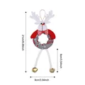 Plush white reindeer Christmas tree ornament with golden bells and size measurements - Elk