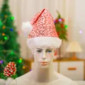 Cappello natalizio festivo con paillettes rosa e bordo in peluche bianco per feste - Stile Bordo Peluche con Paillettes / Rosa