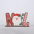Festive wooden NOEL sign with Santa Claus and candy cane patterns for tabletop decor - Santa Claus Style