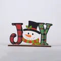 Festive wooden Christmas JOY letter ornament featuring a smiling snowman head design - Snowman Style