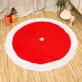 Luxe kerstboomrok met rode pailletten en witte pluche rand voor feestdecoratie - Ruit Pailletten Stijl / Ruit Pailletten Kunstbont Rand Kerstboomschort / Rood