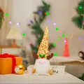 Festive Christmas gnome plush toy with gold sequin pointed hat and reindeer antlers. - Sequin Antler Hat / Yellow