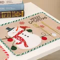 Feestelijke kerstplacemat van jute met een sneeuwpop ontwerp en Merry Christmas tekst - Sneeuwpop Placemat