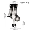Chaussette de Noël à carreaux avec gnome en peluche et longues jambes, design bicolore - Gnome Cœur Gris (SDW050) / Carreaux Gris