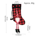 Chaussette de Noël à carreaux rouge et noir avec gnome et longues jambes, 47 cm - Gnome Cœur Rouge (SDW050) / Carreaux Rouges