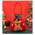 Rode kerstcadeauzak met pluche rendier en decoratieve sneeuwvlokpatronen - Gouddraad Rendier Stijl / Rood
