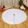 Witte kerstboomrok met pailletten en een luxe rand van imitatiebont voor feestdecor - Ruit Pailletten Stijl / Ruit Pailletten Kunstbont Rand Kerstboomschort / Regenboog