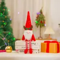 Handmade Christmas gnome plush with red sequined hat reindeer antlers and long legs - Rhombic Sequin Long Legged Style / Red