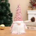 Handmade pink sequin Christmas gnome doll featuring LED light and soft white faux fur beard - Sequin Hat Glowing Style / Pink Sequin