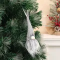 Grey faceless Christmas gnome doll hanging ornament for holiday tree decoration. - Glowing Style / Gray