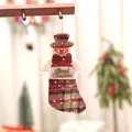 Small linen Christmas stocking with snowman design for festive tree decoration - Burlap Snowflake Merry Christmas Snowman Stocking