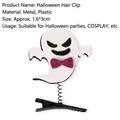 White Halloween ghost spring hair clip with purple glitter bow for party costume - Ghost with Purple Bow Style (Style B) / 1.6x3cm