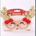 Weihnachts-Glitzerbrille mit goldenem Geweih und roten Schleifen Partyzubehör - Goldenes Geweih