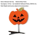 Handmade Halloween pumpkin hair clip featuring a flexible spring and black metal clip accessory - Bright Orange Pumpkin Style (Style F)