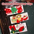 Juego de pinzas para el pelo de Navidad de punto con diseños de Papá Noel - Serie de Navidad