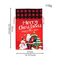 Bolsa de regalo de Navidad roja con cordón, estampado de Papá Noel y muñeco de nieve, 37x56cm - Cordón de cuadros rojos y negros / 37x50cm
