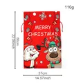 Gran bolsa de regalo de Navidad en terciopelo rojo con cordón y Papá Noel, 37x56cm - Papá Noel y reno de dibujos animados rojos / 37x50cm