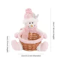 Cesta grande de caramelos de muñeco de nieve de Navidad rosa con lentejuelas, 13 cm - Muñeco de nieve