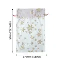 White Christmas gift bag with gold snowflake pattern and drawstring closure, 37x56cm - 37*56cm / Gold Large Snowflake
