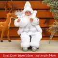 White Santa Claus sitting doll with silicone face and hanging legs for Christmas decor - White