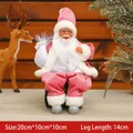 Sitting pink velvet Santa Claus figurine Christmas ornament with white fur trim details - 20cm (Excluding Leg Length) / Pink