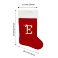 Red Christmas stocking with gold letter E and white plush cuff, dimensions 18.5x10.2 inch - Style E / L