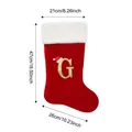 Large red plush Christmas stocking featuring gold glitter letter G with dimensions 47x26cm - Style G / L