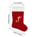 Large red velvet Christmas stocking with golden embroidered letter J and Santa hat detail - Style J / L