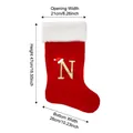 Large red Christmas stocking featuring golden letter N with white plush cuff decoration - Style N / L