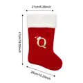 Large red Christmas stocking featuring gold letter Q embroidery and white faux fur cuff - Style Q / L