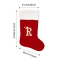 Large red velvet Christmas stocking with golden letter R and measurement labels (81 chars) - Style R / L