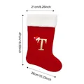 Large red Christmas stocking with golden glitter letter T and plush white cuff decoration - Style T / L