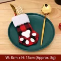Porte-couverts de Noël en forme de chaussette avec carreaux rouges et noirs et patte - Rouge/Noir à Carreaux