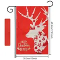 Bandiera da giardino natalizia con sagoma di renna rossa su tessuto di lino resistente - Renna Rossa / 30.5x45.5cm