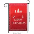 Bellissima bandiera da giardino natalizia in lino rosso con stampa di alberi e misure - Merry Christmas in Acrilico Rosso / 30.5x45.5cm