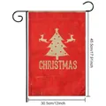 Bandiera da giardino di Natale rossa in lino fronte-retro con renna e albero, 12x18 pollici. - Albero di Natale rosso / 30.5x45.5cm