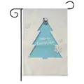 Bandiera da giardino natalizia in lino con design di albero blu e fiocchi di neve - Albero di Natale Blu / 30.5x45.5cm