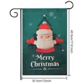 Bandiera da giardino natalizia in lino a doppia faccia con stampa di Babbo Natale - Babbo Natale verde / 30.5x45.5cm