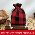 Christmas drawstring gift bag in red and black buffalo plaid for candy and jewelry storage - Red and Black Plaid