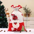 Großer gestrickter Weihnachtsmann-Geschenkbeutel mit Kordelzug, 54 cm hoch, 31 cm breit - Weihnachtsmann-Stil